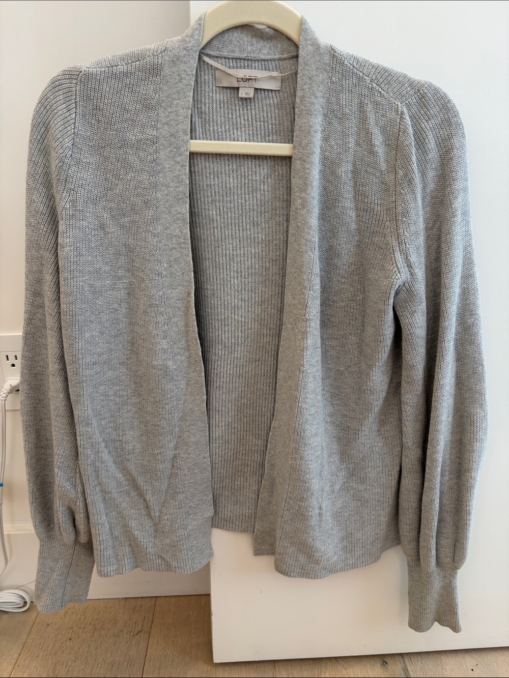 LOFT Light Gray Open-Front Women's Cardigan Sweater